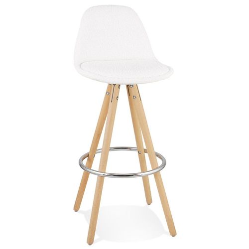 Tabouret De Bar 'florence' En Tissu Bouloché Blanc Style Scandinave