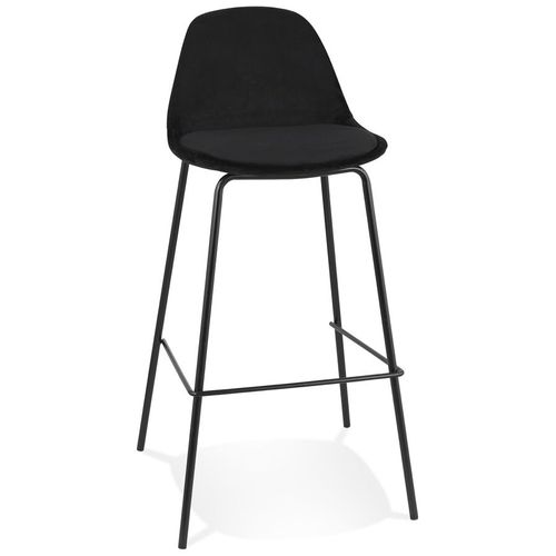 Tabouret De Bar 'fenton' En Velours Noir Et Pied En Métal Noir