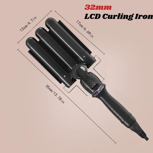 Fer À Friser Électrique Professionnel En Céramique,3 Rouleaux,Lcd,Papillote,Papillote,Papillote,Outils De Mise En Plis À La Mode - Type Lcd(32mm)