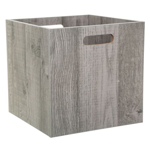 Boîte De Rangement Effet Bois En Mdf Mix N' Modul - L. 30 X L. 30 Cm - Couleur Chêne Gris