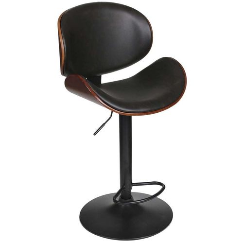 Chaise De Bar 52,5x51x97 Cm En Pu Noir Et Bois Marron