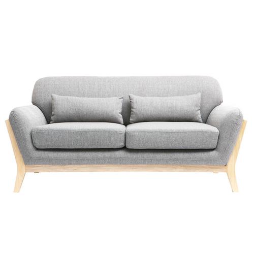 Canapé Scandinave 2 Places Gris Pieds Bois Yoko