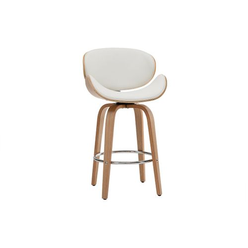Tabouret De Bar Pivotant Blanc Et Bois Clair 65 Cm Walnut