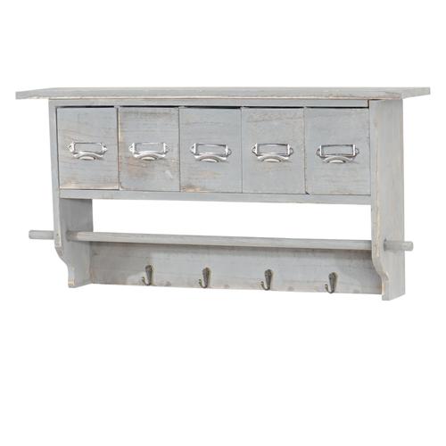 Étagère De Cuisine Hwc-C49, Étagère De Ménage, Vintage Avec 5 Tiroirs, 32x65x13cm   Shabby Look, Gris