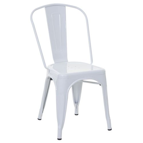 Chaise De Bistro En Métal Hwc-A73, Désign Industriel Métallique, Empilable   Blanc