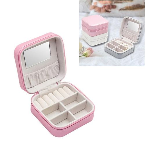 1pc Portable Bijoux Sac Delicat Cuir Boîte À Bijoux Voyage Articles De Toilette Organisateur Bijoux Boîte De Rangement Pour Femmes Filles Rose