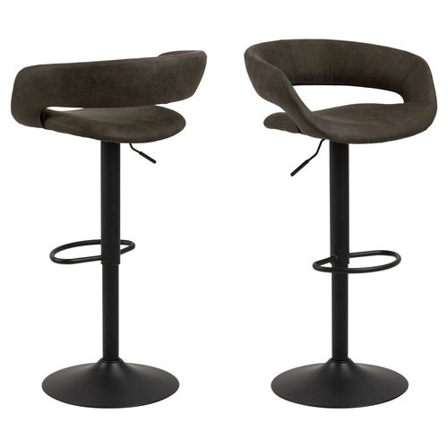 Lot De 2 Tabourets De Bar Gracie En Tissu Et Métal - Gris
