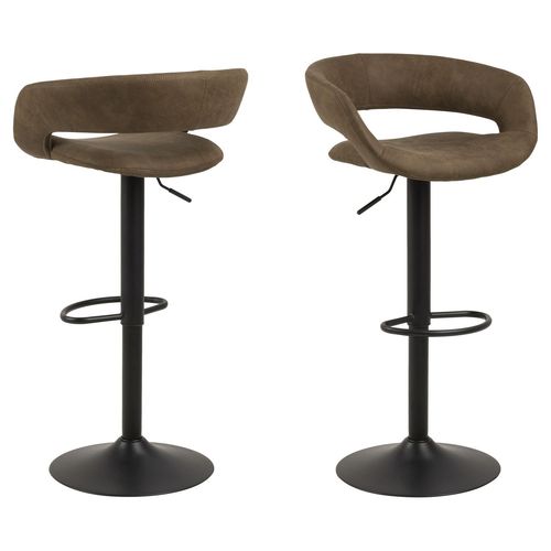 Lot De 2 Tabourets De Bar Gracie En Tissu Et Métal - Marron