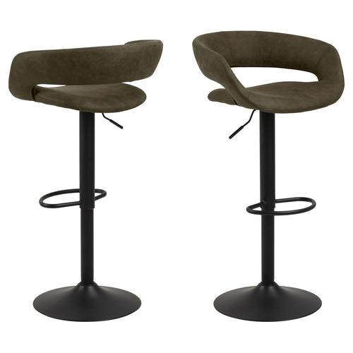 Lot De 2 Tabourets De Bar En Tissu Et Métal- Vert