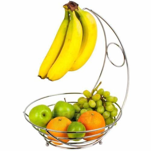 Crochet Chromé De Support De Banane Support D'arbre Bol De Fruits Crochet De Support De Bol De Hamac Panier En Fil Métallique