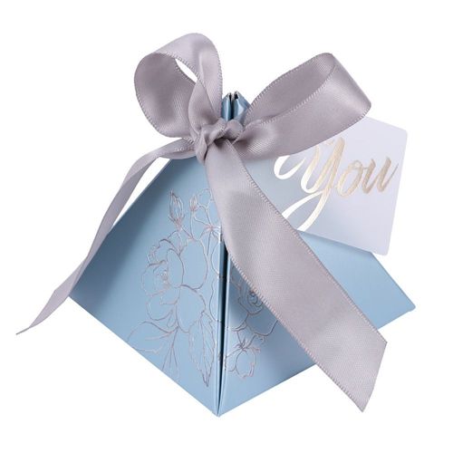 10 Pièces/Ensemble Style Européen Utilisation De Mariage Chaud Estampage Ruban Boîte À Bonbons Boîte De Rangement (Bleu)