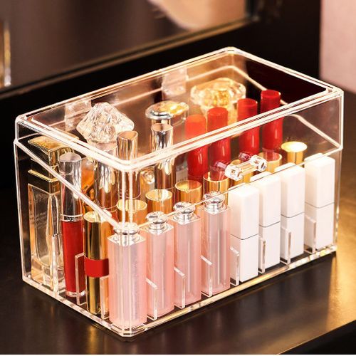 Xui Boîte De Rangement Avec Couvercle Boîte Cosmétique, Boîte À Bijoux, Étui Support Organisateur De Maquillage, Outils De Maquillage, Organisateur De Maquillage, Rouge À Lèvres Présentoir, Boîte De Rangement