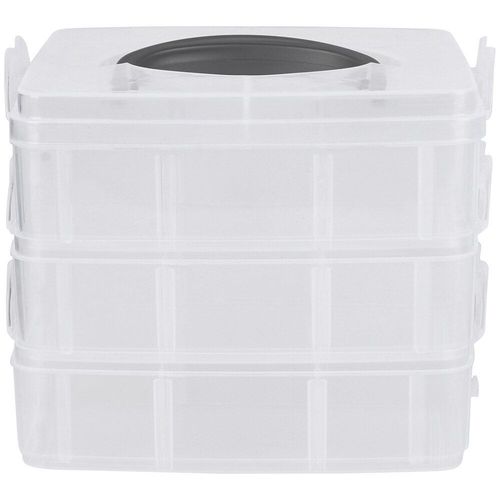 Boîte De Rangement Réglable 3 Couches 18 Compartiments, Support De Boîte Organisateur (Blanc Transparent) Blanc,Blanc