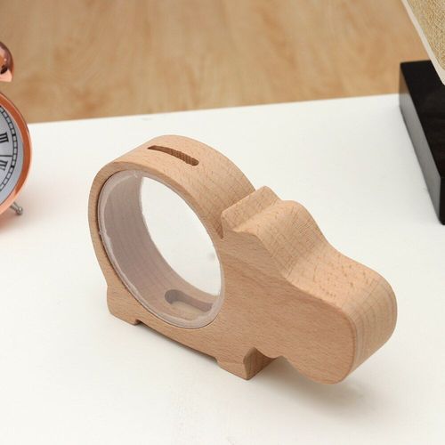 Boîte De Rangement En Bois Transparente Pour Pièces D'argent, Tirelire En Forme D'animal, Tirelire En Verre, Hippopotame