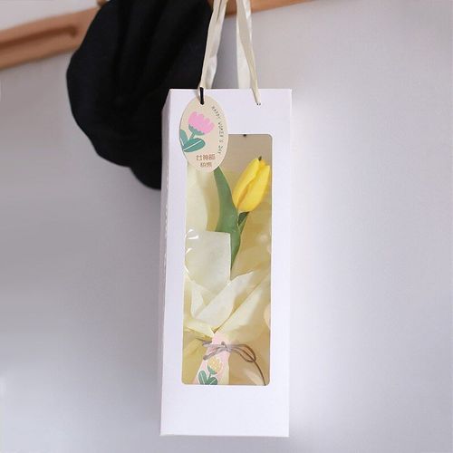 Boîte À Fleurs En Papier Étanche, Sacs Carrés Pratiques Pour Fleuriste Avec Fenêtre Transparente, Boîte D'emballage De Bouquet De Roses De Fête De Mariage, Boîte De Rangement