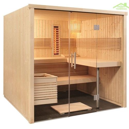 Cabine de Sauna infrarouge PANORAMA LARGE INFRA+ SENTIOTEC 214x210cm
