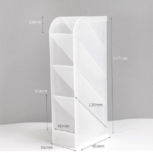 Porte-Stylo De Bureau 1pc, Boîte De Rangement Multifonction, 4 Grilles, Boîte Ronde En Plastique Blanc Clair, Vente En Gros