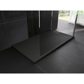 Extra Plat Receveur de Douche Resine Beige Ral 1015 80x120 Charge Minérale Texture Ardoisée Gel Coat