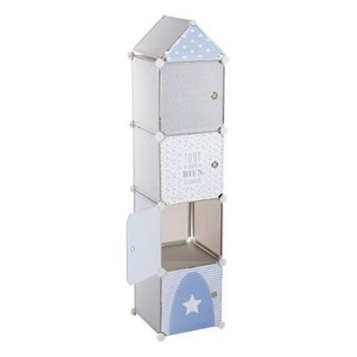 Colonne De Rangement 'Ch?Teau' 140cm Gris & Bleu
