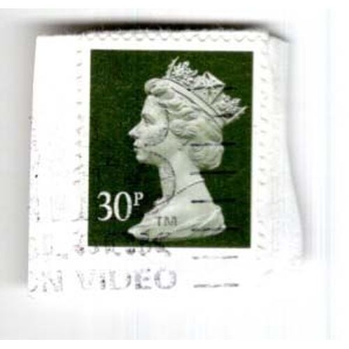 Timbre Royaume Uni : Timbre Oblitéré, Reine Elizabeth I I Profil Gauche Sur Fond Gris Foncé, 30 P
