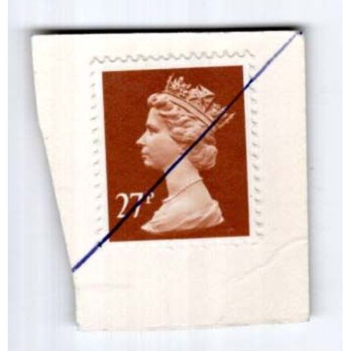 Timbre Royaume Uni : Oblitéré, Profil Gauche De La Reine Elizabeth Sur Fond Marron , 27 P