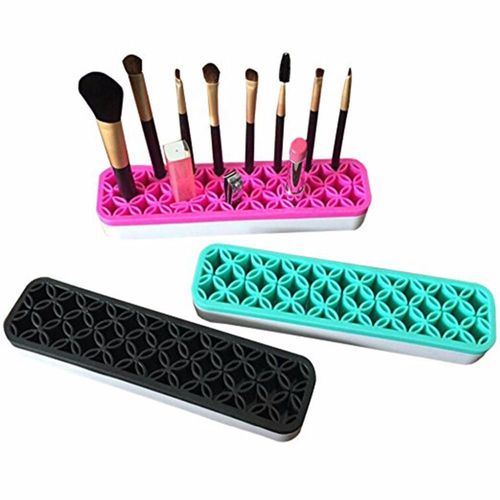 Organisateur De Maquillage Doux Boîte De Rangement Support Porte-Brosse Brillant Étui De Rouge À Lèvres Silicone Affichage Cosmétique Boîte De Bureau Debout Support Sec
