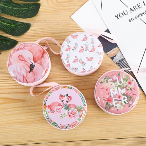 1 Pièces Organisateur De Carte Mémoire Forme Ronde Mignon Dessin Animé Animal Dur Boîtes Casque Boîte De Rangement Écouteurs Écouteurs Étui En Fer Blanc