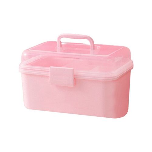 Boîte De Rangement En Plastique Rose Créative Avec Poignée, Conteneur Multi-Couches Pour Enfants, N¿Uds De Cheveux, Organisateur Polyvalent