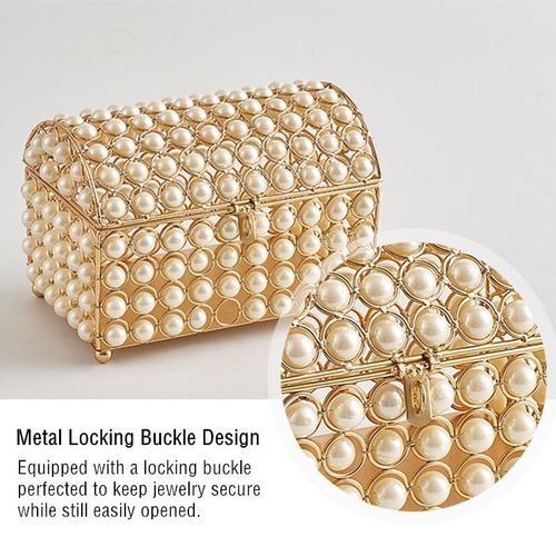 Boîte De Rangement De Bijoux En Perles, Boîte De Rangement De Bijoux, Porte Rouge À Lèvres, Organisateur De Maquillage, Étui De Boucles D'oreilles Avec Couvercle 1 Pièce