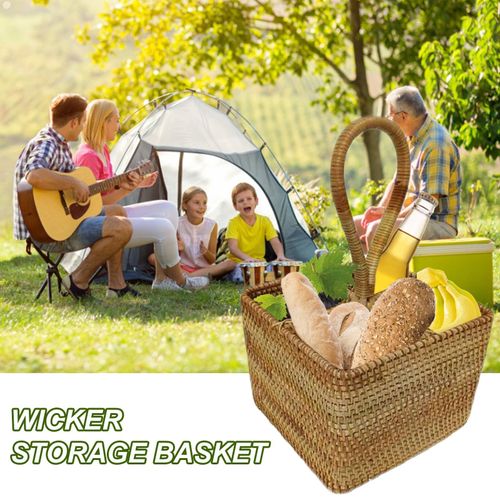 Panier Suspendu En Rotin Fait À La Main, Panier Tissé Multifonctionnel En Osier À L'ancienne Pour Pique Nique Boîte De Rangement Décorative Pour La Maison