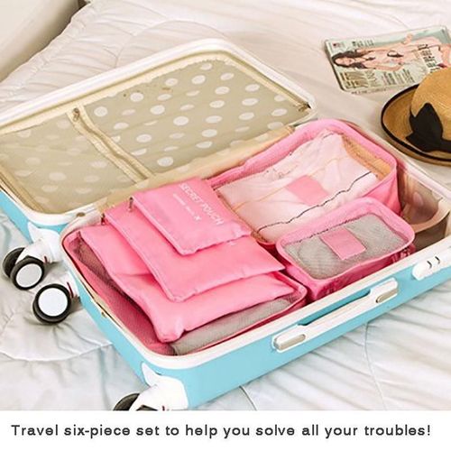Xm Sac De Rangement Valise Bleu/Rose Sac De Rangement Pour Costume 6 Pièces Sac De Rangement De Voyage Boîte De Rangement De Vêtements Pour Hommes