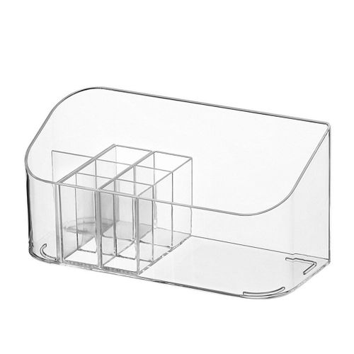 Boîte De Rangement Transparente Organisateur De Maquillage Boîte De Rangement Transparente De Rouge à L?vres Grilles Réglables Antidérapantes Présentoir De Cosmétiques De Bureau Boîte De Rangement