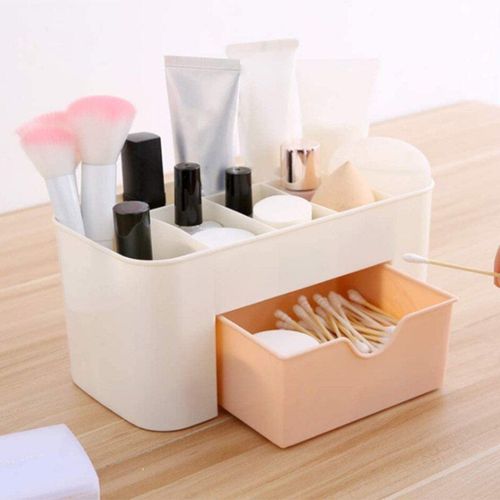 Boîte De Rangement De Maquillage, Boîte De Rangement De Bijoux Et De Cosmétiques, Conteneur De Vaisselle 1 Tiroirs Et 6 Grilles étui à Rouge à L?vres