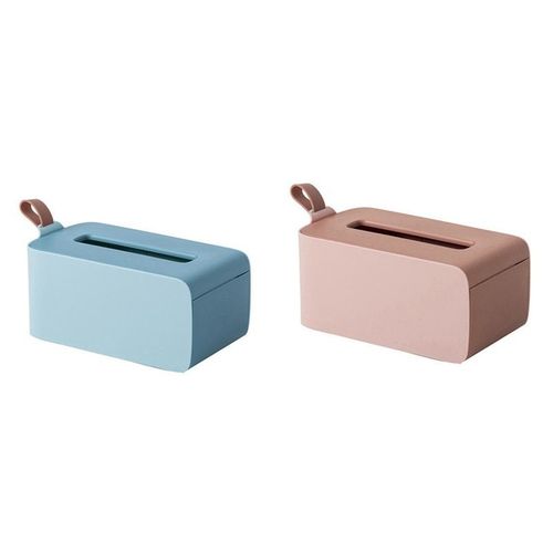 Boîte De Mouchoirs En Papier Pour B?b?s, Boîte De Rangement, Support Distributeur, Boîte De Mouchoirs Anti Poussière Avec Couvercle, Bleu Et Rose, 2 Pièces