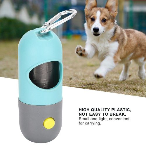 Distributeur De Sacs à Ordures Pour Chiens, Avec Lumière Extérieure, Portable, Sac à Merde Pour Animaux Domestiques, Boîte De Rangement ?quip?e De Lumières Led (Lac Bleu)