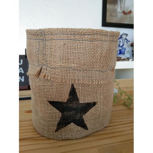 Panier De Rangement L'etoile Sac De Rangement Jute Panier Avec Poignée Stockage Decoration De Maison Textiles De Jute Toiletry Toys 16*16*16 Cm