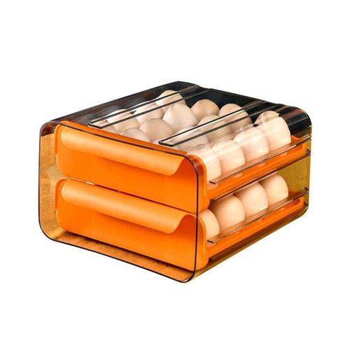 Boîte À Oeufs De Réfrigérateur À Double  Couche 32, Boîte De Rangement Des Aliments Permettant D&#39économiser De L&#39espace, Plateau À ?Ufs, Organisateur Ménager