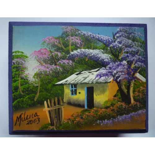 Boîte Violette En Bois Peint Du Venezuela 2003