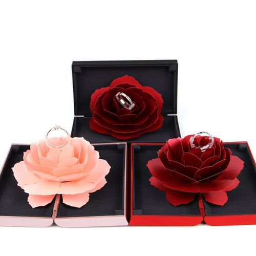 Mallette De Rangement Pour Bijoux Pop-Up 3d Rose Boîte De Rangement Pour Bagues Mariage Fian?ailles étui De Rangement Pour La Saint-Valentin # T3