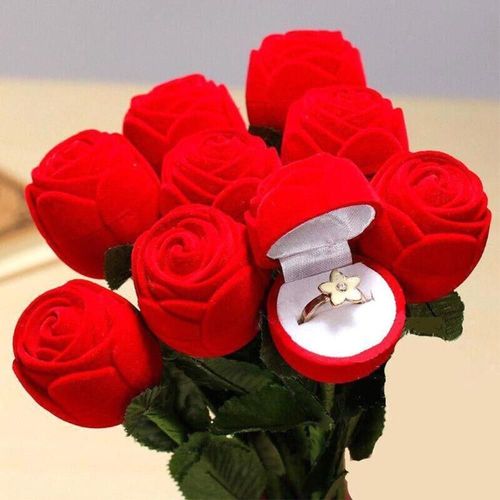 Boîte De Rangement De Bijoux En Velours Rose Rouge D?licat Emballage Romantique Support Pour Pendentif Bague De Fian?ailles