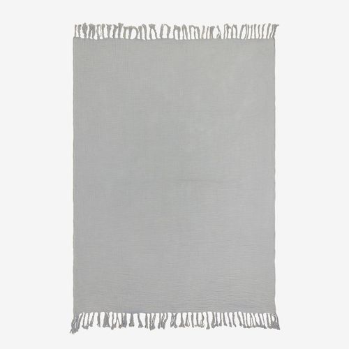 Couverture À Carreaux En Gaze De Coton (170x130 Cm) Eloi Gris Glacial