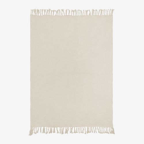 Couverture À Carreaux En Gaze De Coton (170x130 Cm) Eloi Beige Crème