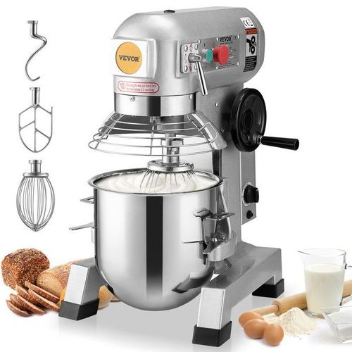 Robot Pâtissier Commercial 18,7 L-VEVOR-Mixeur à Pâte 1100 W avec Bol en Inox et 3 Accessoires de Mélange-Restaurant, Boulangerie