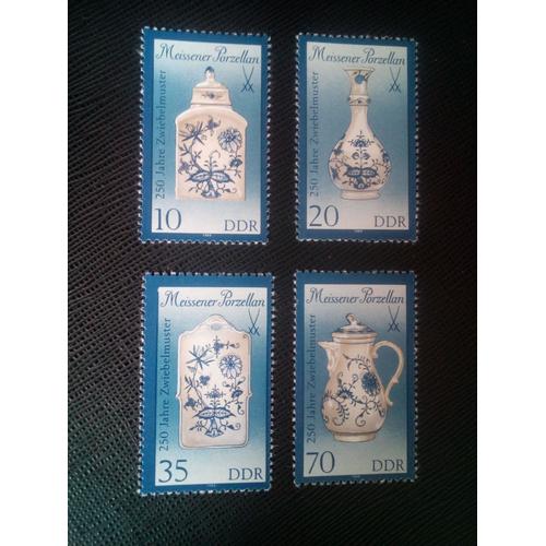 Timbre Allemagne Rda Ddr Yt 2850 A 2853 Porcelaine De Meissen : 250 Ans D'oignon Bleu 1989 ( 070906 )