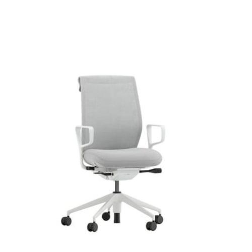 Vitra - Siège De Bureau Id Cloud - Gris Clair/Gris Sierra - Blanc Crème/Gris Sierra - Accoudoirs En Anneau - Roulettes Pour Tapis - Beige