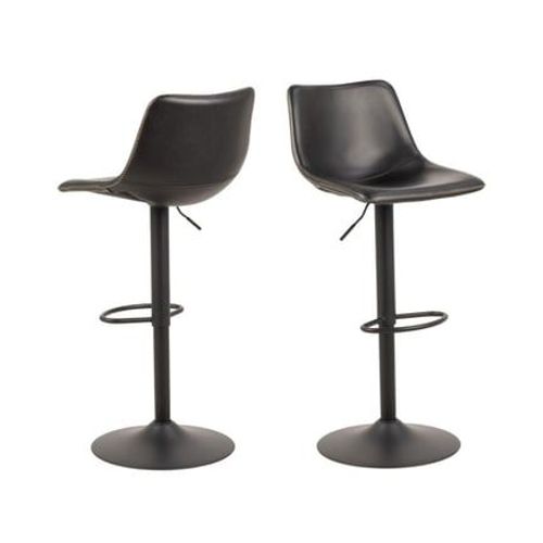 Drawer - Anartia - Tabouret De Bar En Simili Et Métal H61-83cm - Noir