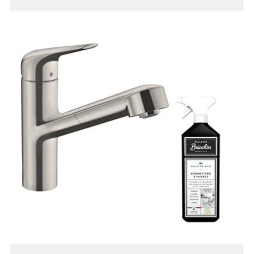 Hansgrohe - Robinet de cuisine avec douchette HANSFocus M42 150 aspect acier inox + nettoyant Briochin - Gris