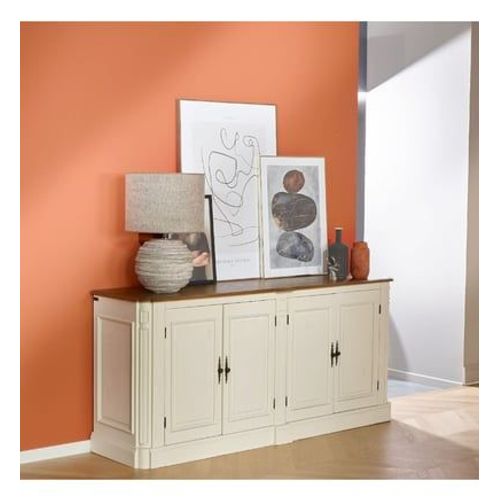 Robin Des Bois - Arthemise ? Buffet De Salle À Manger Style Shabby Chic En Bois Massif, 4 Portes, Fsc® - Blanc