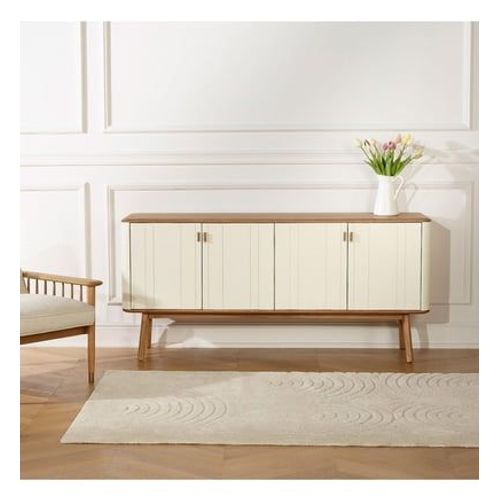 Robin Des Bois - Kyoto - Buffet Style Contemporain, Plateau En Chêne, 4 Portes, Fsc® - Blanc