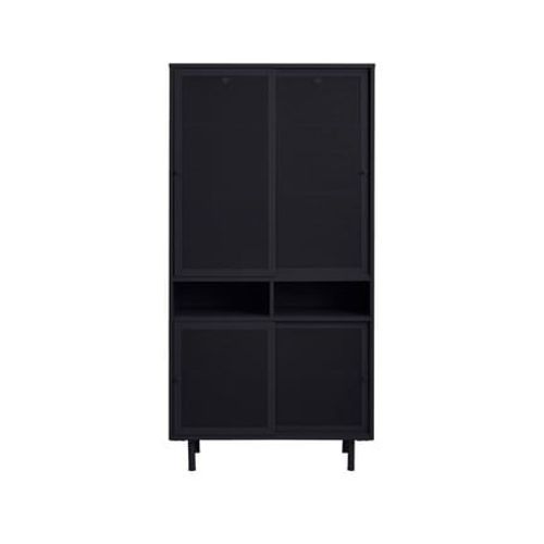 Drawer - Kiso - Vaisselier 4 Portes, 2 Niches En Métal H180cm - Noir